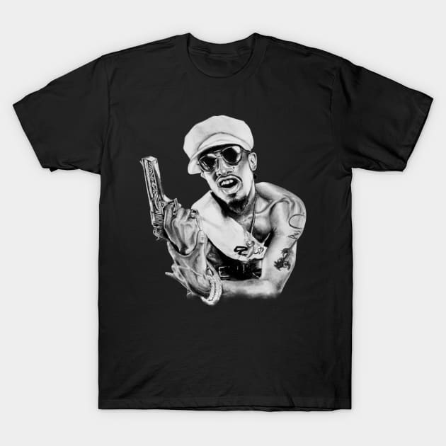 Andre 3000 Black and white T-Shirt by mandibasah88